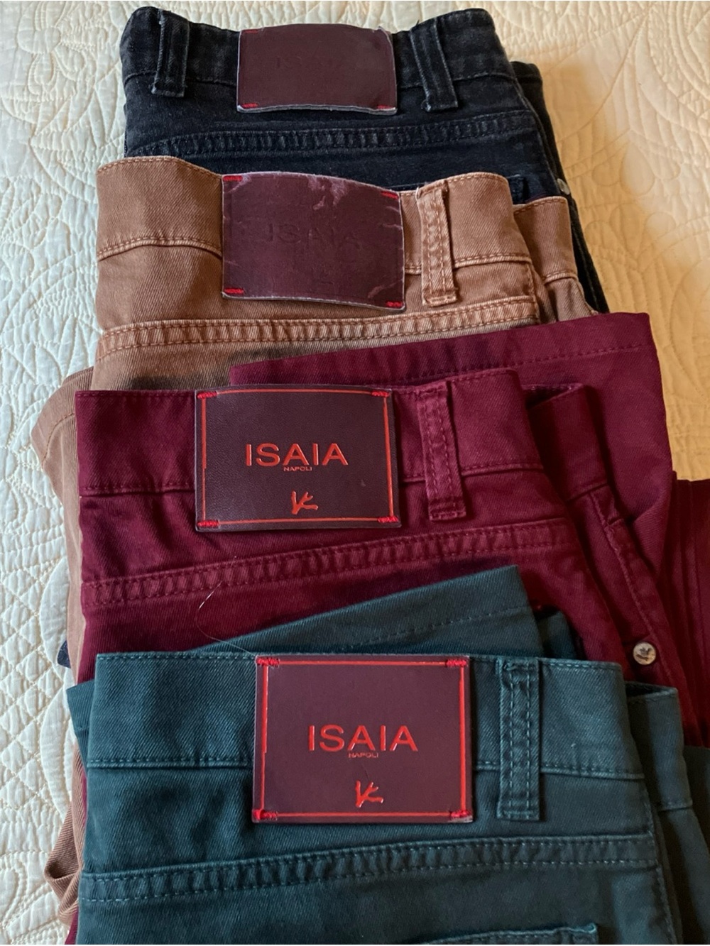Isaia Made in Italy Luxury Jeans Burgundy Men’s Jeans DJ064 32x29.5